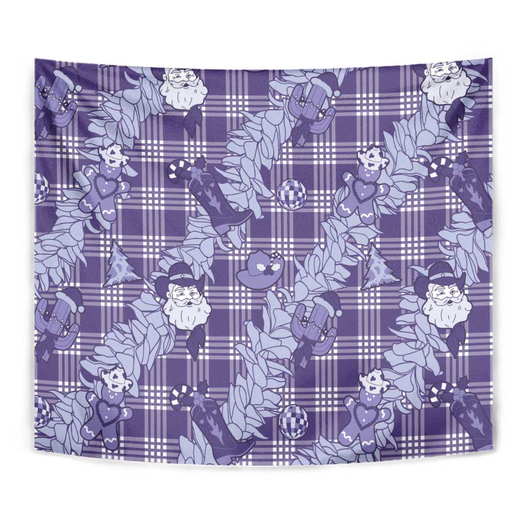 Purple Palaka Hawaii Cowboy Christmas Tapestry Paniolo Mix Maile Lei - Polynesian Pride