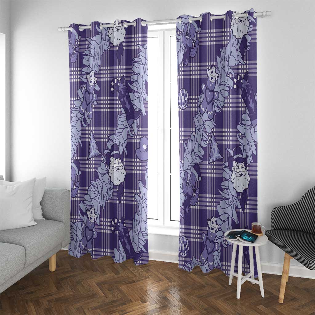 Purple Palaka Hawaii Cowboy Christmas Window Curtain Paniolo Mix Maile Lei - Polynesian Pride