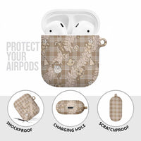 Khaki Palaka Hawaii Cowboy Christmas AirPods Case Paniolo Mix Maile Lei - Polynesian Pride