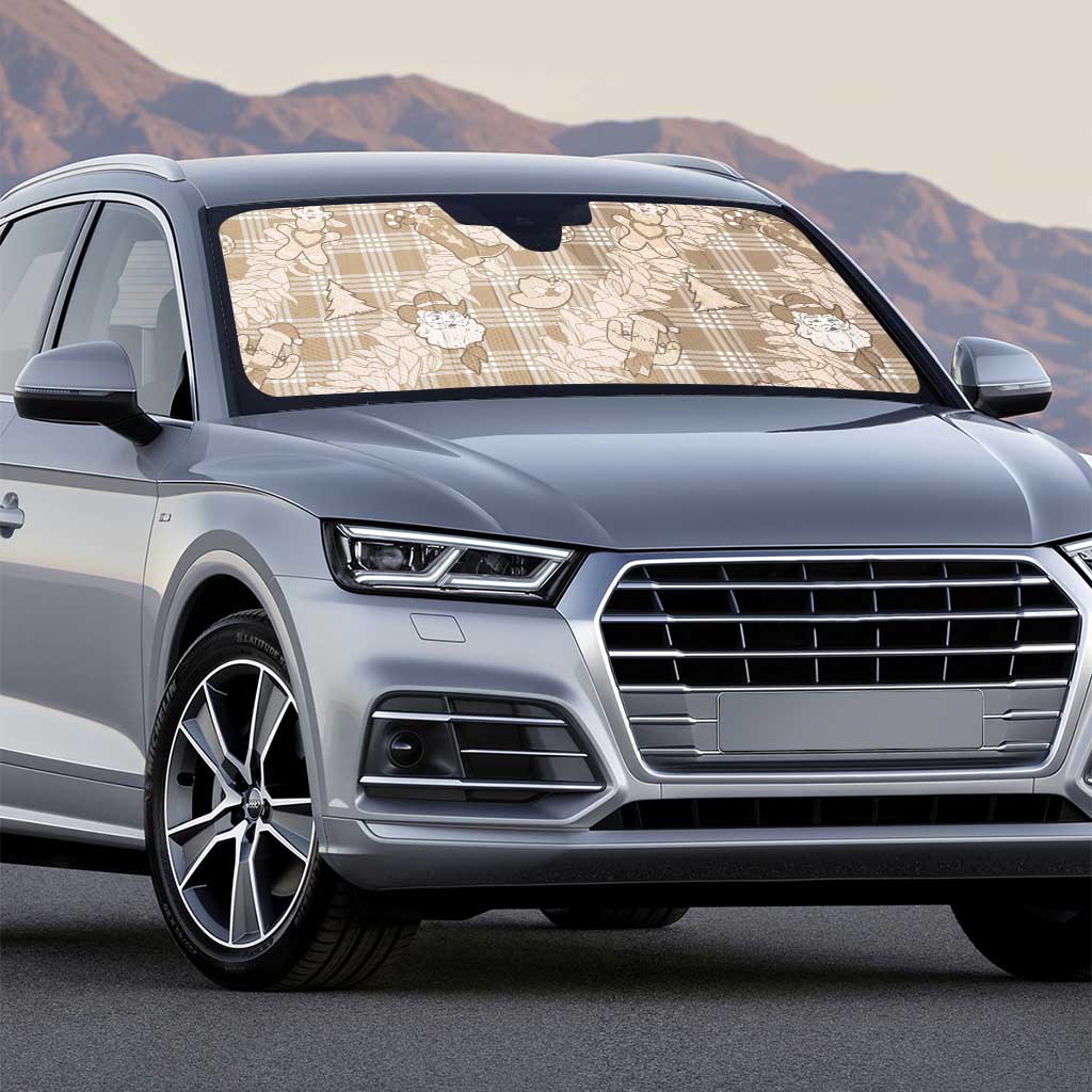 Khaki Palaka Hawaii Cowboy Christmas Auto Sun Shade Paniolo Mix Maile Lei - Polynesian Pride