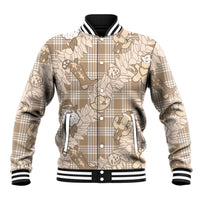 Khaki Palaka Hawaii Cowboy Christmas Baseball Jacket Paniolo Mix Maile Lei - Polynesian Pride