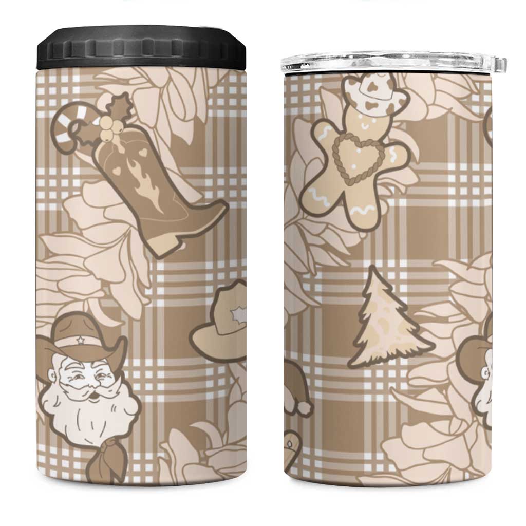 Khaki Palaka Hawaii Cowboy Christmas 4 in 1 Can Cooler Tumbler Paniolo Mix Maile Lei - Polynesian Pride