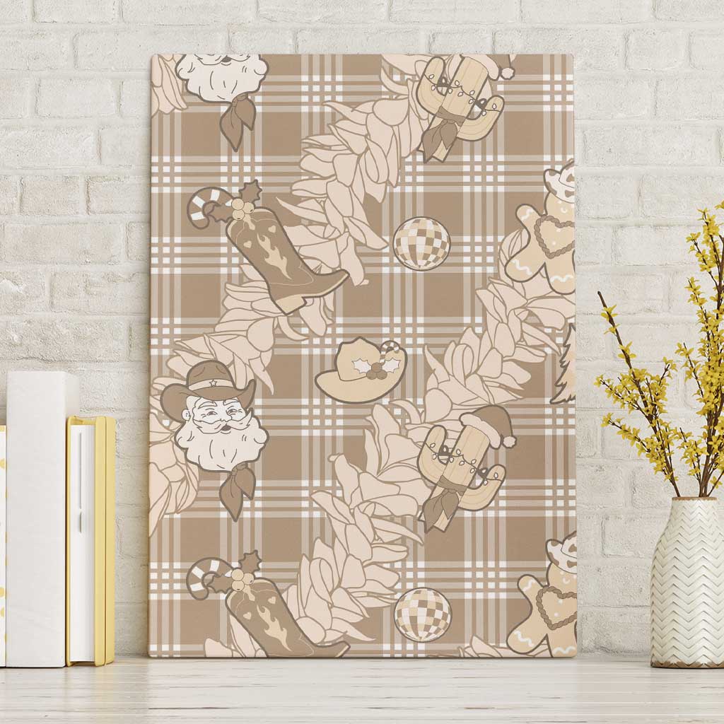 Khaki Palaka Hawaii Cowboy Christmas Canvas Wall Art Paniolo Mix Maile Lei - Polynesian Pride