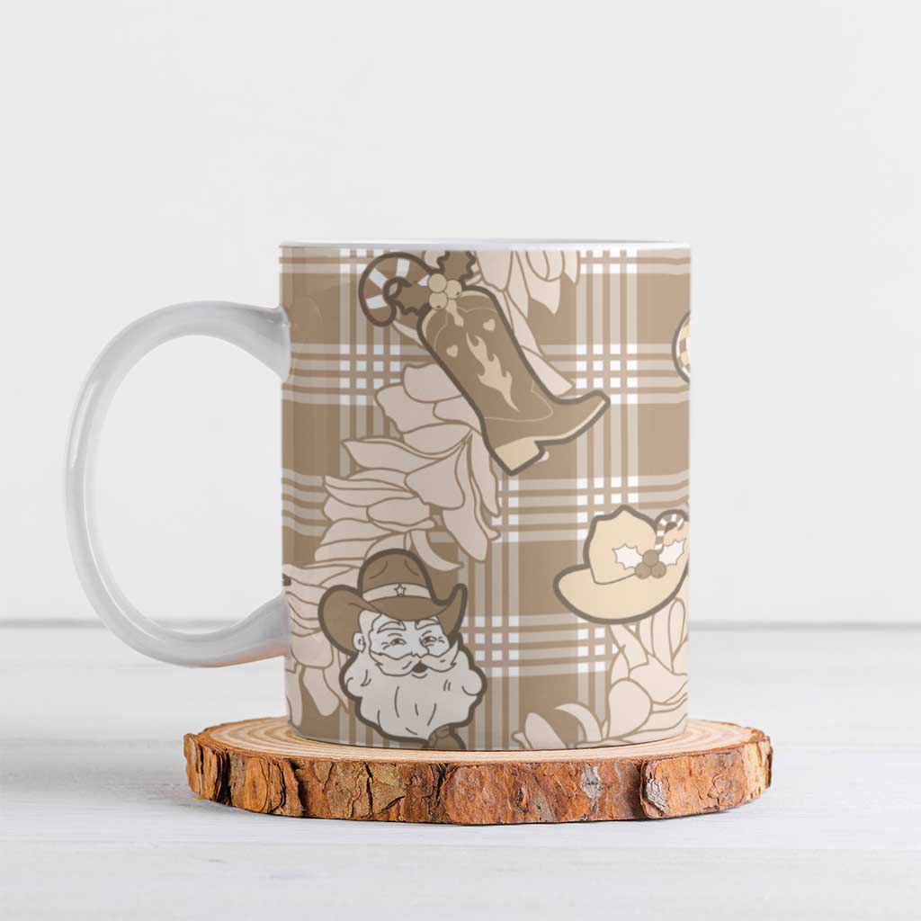Khaki Palaka Hawaii Cowboy Christmas Ceramic Mug Paniolo Mix Maile Lei - Polynesian Pride