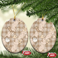 Khaki Palaka Hawaii Cowboy Christmas Ceramic Ornament Paniolo Mix Maile Lei - Polynesian Pride