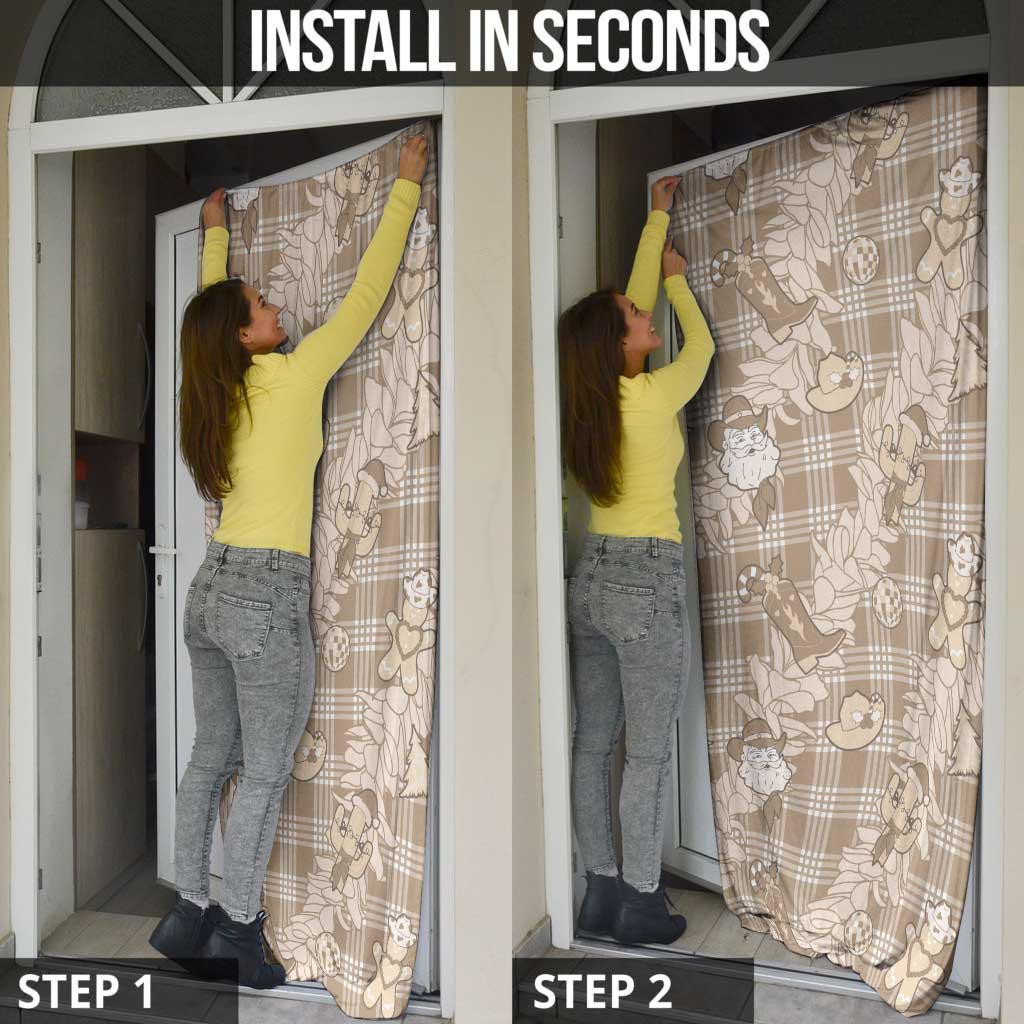 Khaki Palaka Hawaii Cowboy Christmas Door Cover Paniolo Mix Maile Lei - Polynesian Pride