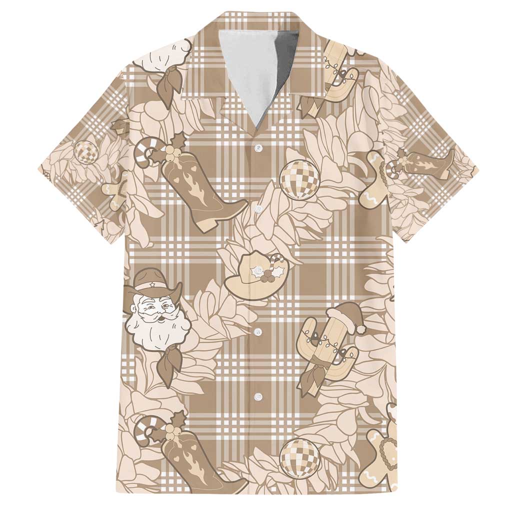 Khaki Palaka Hawaii Cowboy Christmas Family Matching Puletasi and Hawaiian Shirt Paniolo Mix Maile Lei - Polynesian Pride