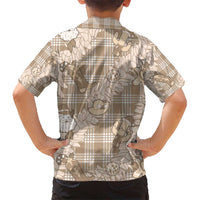 Khaki Palaka Hawaii Cowboy Christmas Kid Hawaiian Shirt Paniolo Mix Maile Lei - Polynesian Pride