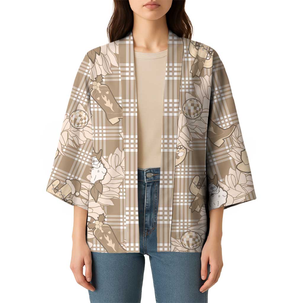 Khaki Palaka Hawaii Cowboy Christmas Kimono Paniolo Mix Maile Lei - Polynesian Pride