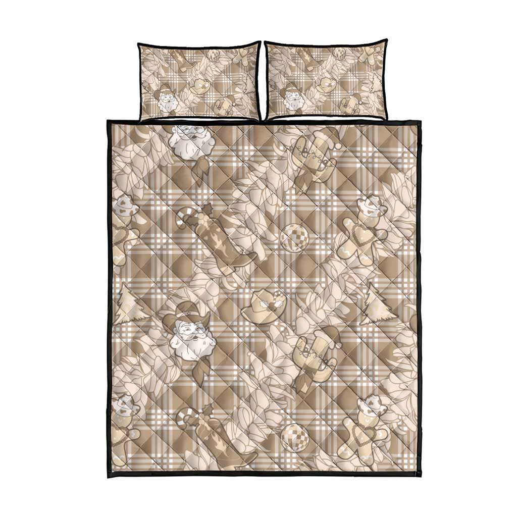 Khaki Palaka Hawaii Cowboy Christmas Quilt Bed Set Paniolo Mix Maile Lei - Polynesian Pride