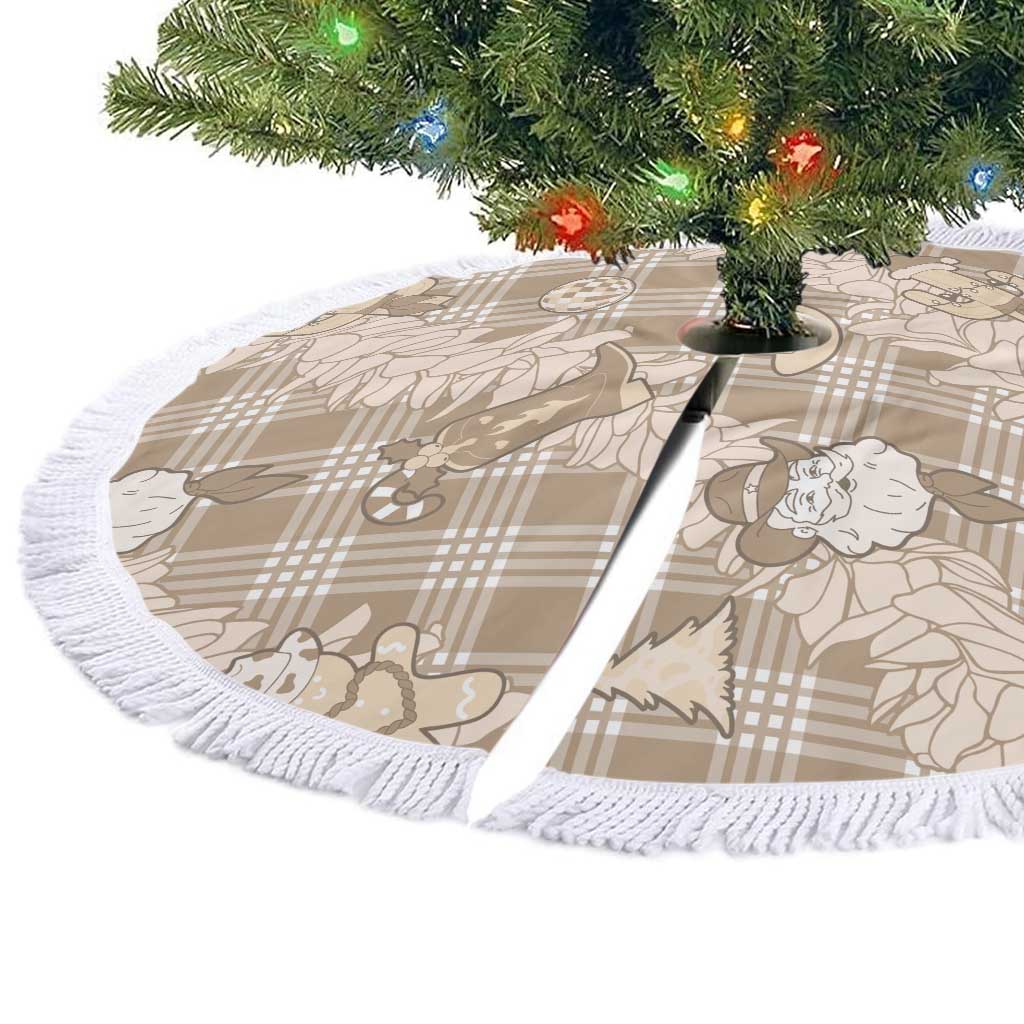 Khaki Palaka Hawaii Cowboy Christmas Tree Skirt Paniolo Mix Maile Lei - Polynesian Pride