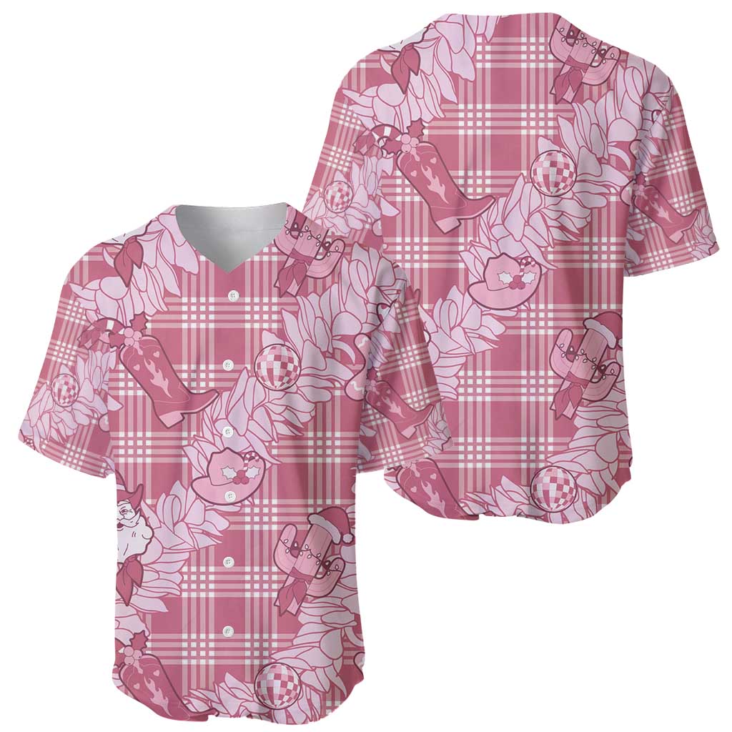 Pink Palaka Hawaii Cowboy Christmas Baseball Jersey Paniolo Mix Maile Lei - Polynesian Pride