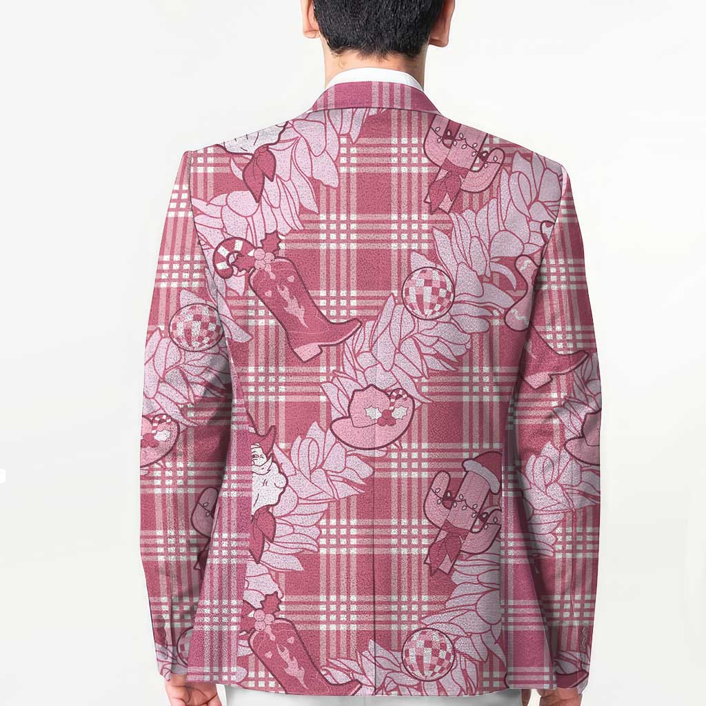 Pink Palaka Hawaii Cowboy Christmas Blazer Paniolo Mix Maile Lei - Polynesian Pride