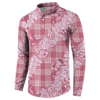 Pink Palaka Hawaii Cowboy Christmas Button Sweatshirt Paniolo Mix Maile Lei - Polynesian Pride