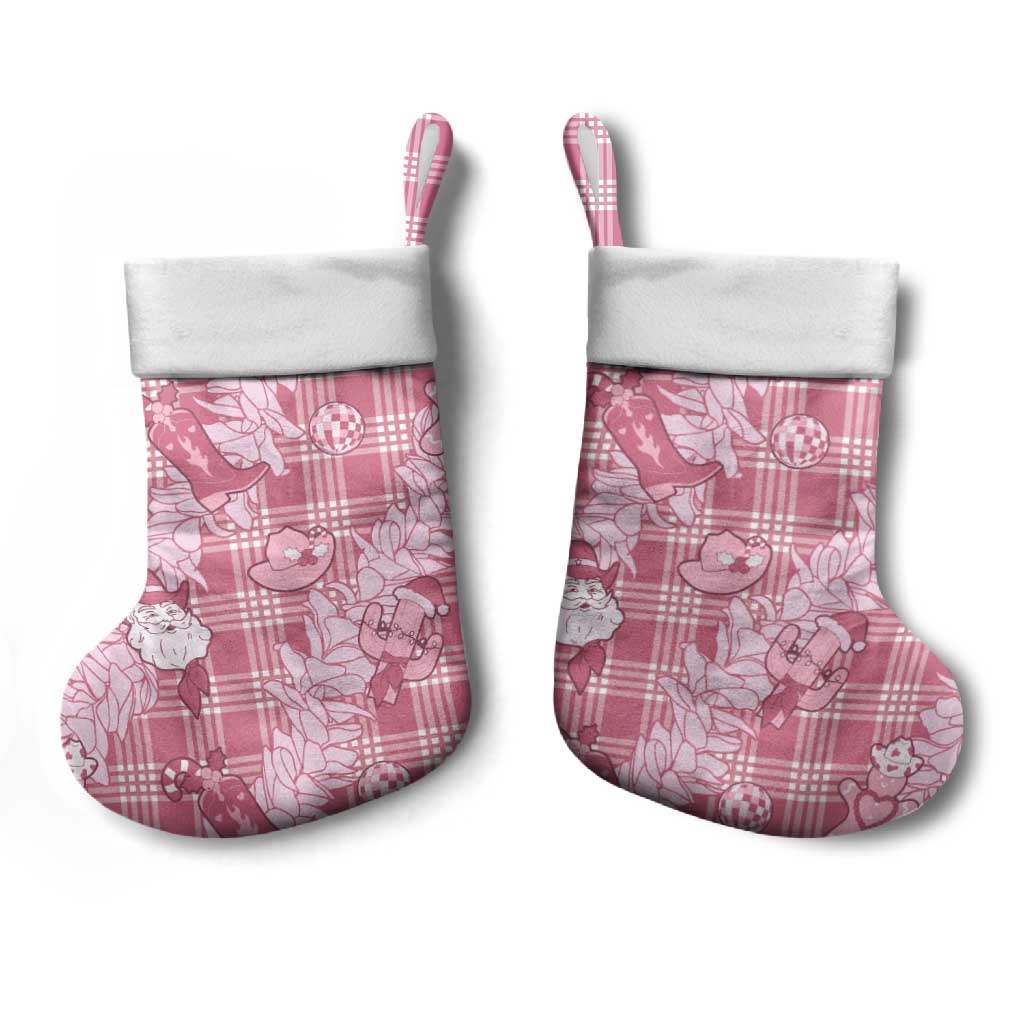 Pink Palaka Hawaii Cowboy Christmas Stocking Paniolo Mix Maile Lei - Polynesian Pride