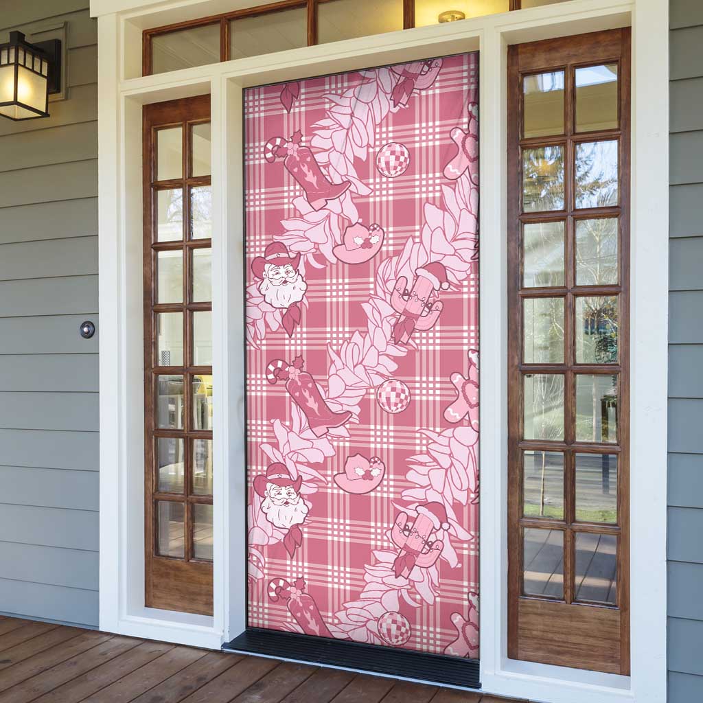 Pink Palaka Hawaii Cowboy Christmas Door Cover Paniolo Mix Maile Lei - Polynesian Pride