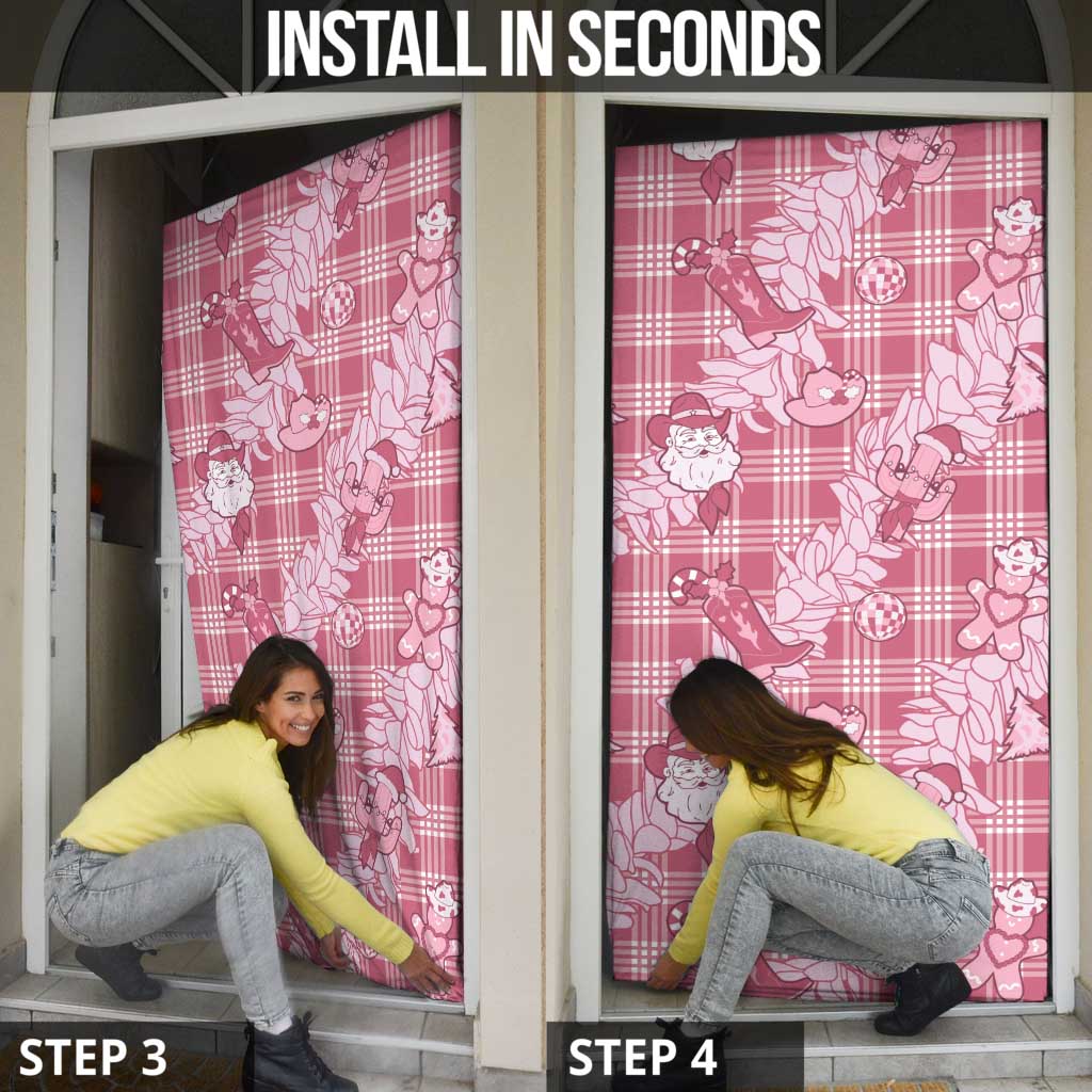 Pink Palaka Hawaii Cowboy Christmas Door Cover Paniolo Mix Maile Lei - Polynesian Pride