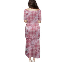 Pink Palaka Hawaii Cowboy Christmas Family Matching Puletasi and Hawaiian Shirt Paniolo Mix Maile Lei - Polynesian Pride