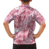 Pink Palaka Hawaii Cowboy Christmas Kid Hawaiian Shirt Paniolo Mix Maile Lei - Polynesian Pride