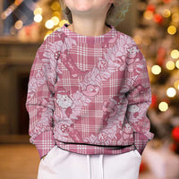 Pink Palaka Hawaii Cowboy Christmas Kid Ugly Christmas Sweater Paniolo Mix Maile Lei - Polynesian Pride