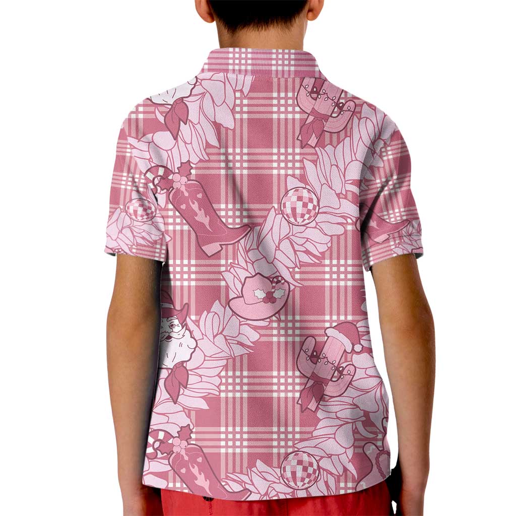 Pink Palaka Hawaii Cowboy Christmas Kid Polo Shirt Paniolo Mix Maile Lei - Polynesian Pride