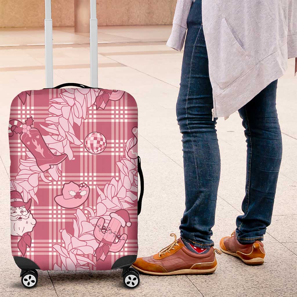 Pink Palaka Hawaii Cowboy Christmas Luggage Cover Paniolo Mix Maile Lei - Polynesian Pride