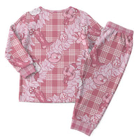 Pink Palaka Hawaii Cowboy Christmas Pajama Set Paniolo Mix Maile Lei - Polynesian Pride