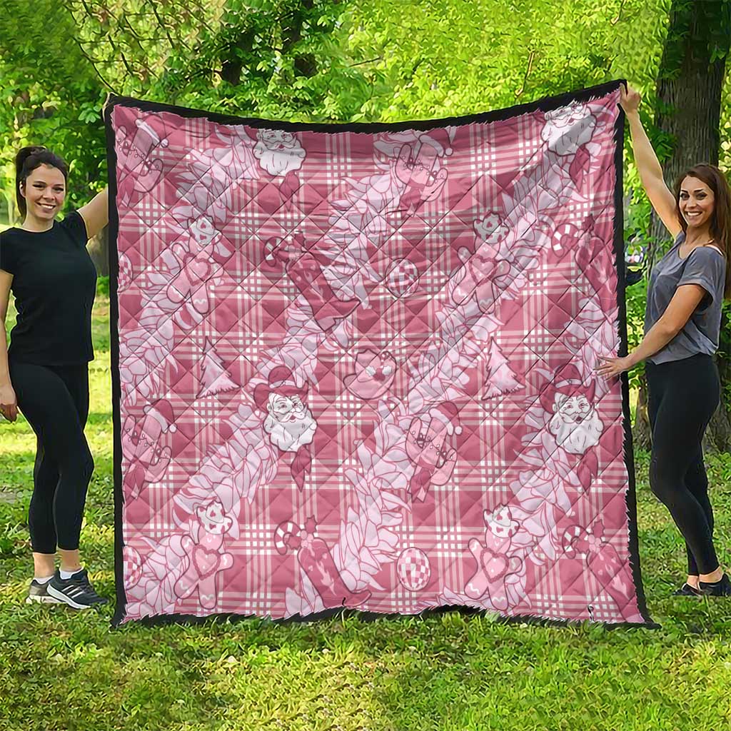 Pink Palaka Hawaii Cowboy Christmas Quilt Paniolo Mix Maile Lei - Polynesian Pride