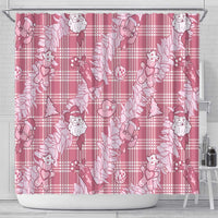 Pink Palaka Hawaii Cowboy Christmas Shower Curtain Paniolo Mix Maile Lei - Polynesian Pride