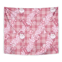 Pink Palaka Hawaii Cowboy Christmas Tapestry Paniolo Mix Maile Lei - Polynesian Pride