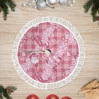 Pink Palaka Hawaii Cowboy Christmas Tree Skirt Paniolo Mix Maile Lei - Polynesian Pride