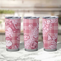 Pink Palaka Hawaii Cowboy Christmas Tumbler Cup Paniolo Mix Maile Lei - Polynesian Pride