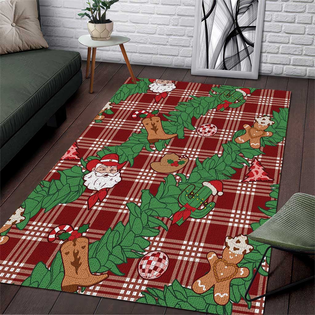 Red Palaka Hawaii Cowboy Christmas Area Rug Paniolo Mix Maile Lei - Polynesian Pride