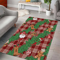 Red Palaka Hawaii Cowboy Christmas Area Rug Paniolo Mix Maile Lei - Polynesian Pride