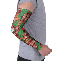 Red Palaka Hawaii Cowboy Christmas Arm Sleeves Paniolo Mix Maile Lei - Polynesian Pride