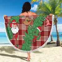 Red Palaka Hawaii Cowboy Christmas Beach Blanket Paniolo Mix Maile Lei - Polynesian Pride