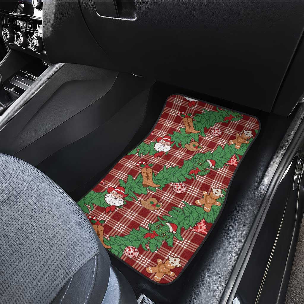 Red Palaka Hawaii Cowboy Christmas Car Mats Paniolo Mix Maile Lei - Polynesian Pride