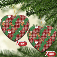 Red Palaka Hawaii Cowboy Christmas Ceramic Ornament Paniolo Mix Maile Lei - Polynesian Pride