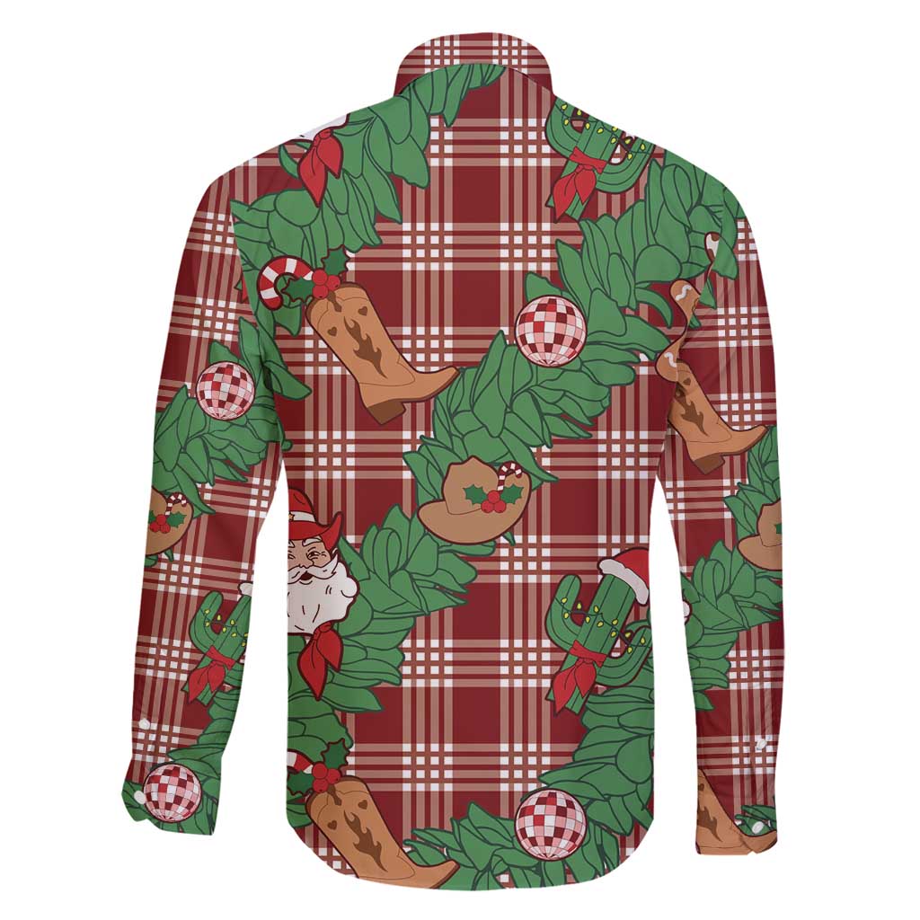 Red Palaka Hawaii Cowboy Christmas Family Matching Puletasi and Hawaiian Shirt Paniolo Mix Maile Lei - Polynesian Pride