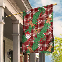 Red Palaka Hawaii Cowboy Christmas Garden Flag Paniolo Mix Maile Lei - Polynesian Pride