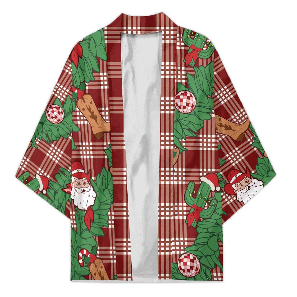 Red Palaka Hawaii Cowboy Christmas Kimono Paniolo Mix Maile Lei - Polynesian Pride