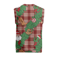 Red Palaka Hawaii Cowboy Christmas Knitted V-Neck Vest Paniolo Mix Maile Lei - Polynesian Pride