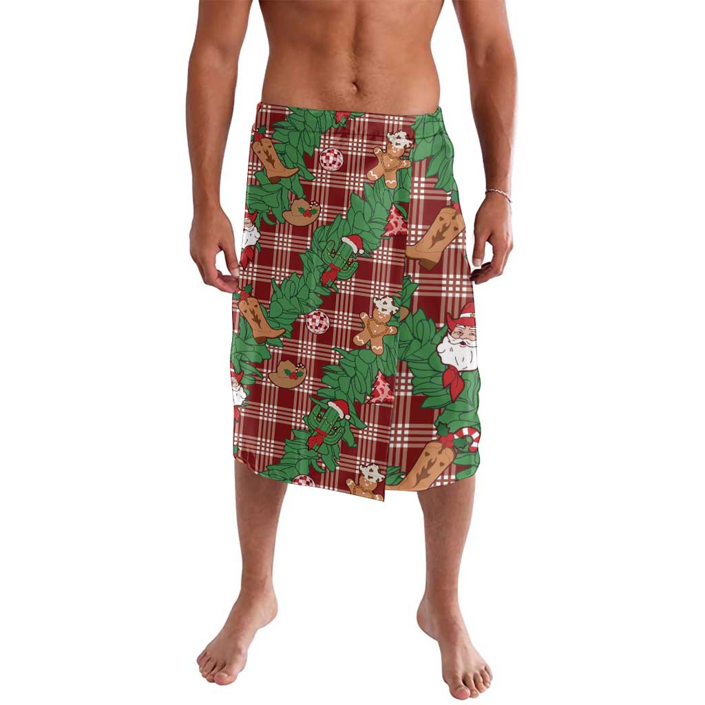 Red Palaka Hawaii Cowboy Christmas Lavalava Paniolo Mix Maile Lei - Polynesian Pride