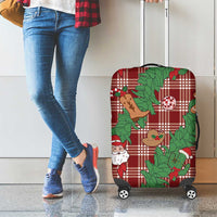 Red Palaka Hawaii Cowboy Christmas Luggage Cover Paniolo Mix Maile Lei - Polynesian Pride