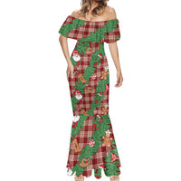 Red Palaka Hawaii Cowboy Christmas Mermaid Dress Paniolo Mix Maile Lei LT7 - Polynesian Pride
