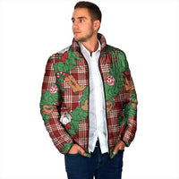 Red Palaka Hawaii Cowboy Christmas Padded Jacket Paniolo Mix Maile Lei - Polynesian Pride