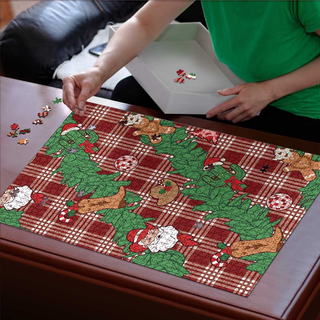 Red Palaka Hawaii Cowboy Christmas Puzzle Paniolo Mix Maile Lei - Polynesian Pride