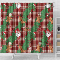 Red Palaka Hawaii Cowboy Christmas Shower Curtain Paniolo Mix Maile Lei - Polynesian Pride