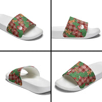 Red Palaka Hawaii Cowboy Christmas Slide Sandals Paniolo Mix Maile Lei - Polynesian Pride