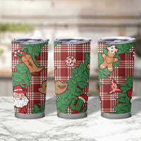 Red Palaka Hawaii Cowboy Christmas Tumbler Cup Paniolo Mix Maile Lei - Polynesian Pride